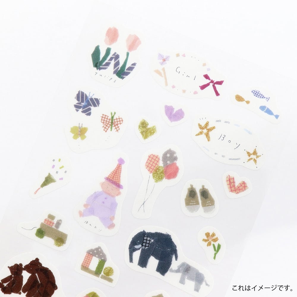 Saien Chigiri-e Style Sticker Series designed by Miki Tamura - Family