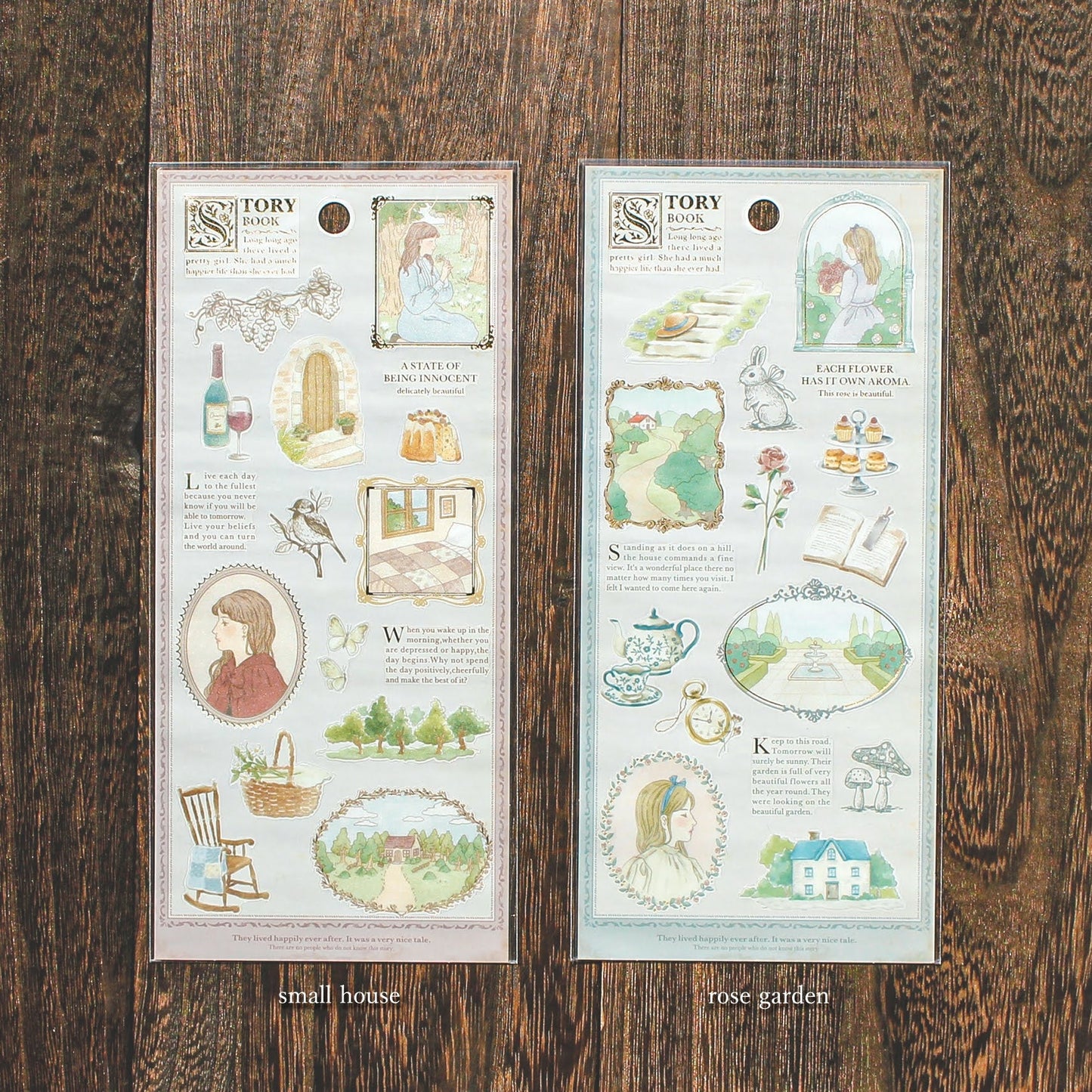 Story Book Series Gold Foil Sticker - Rose Garden
