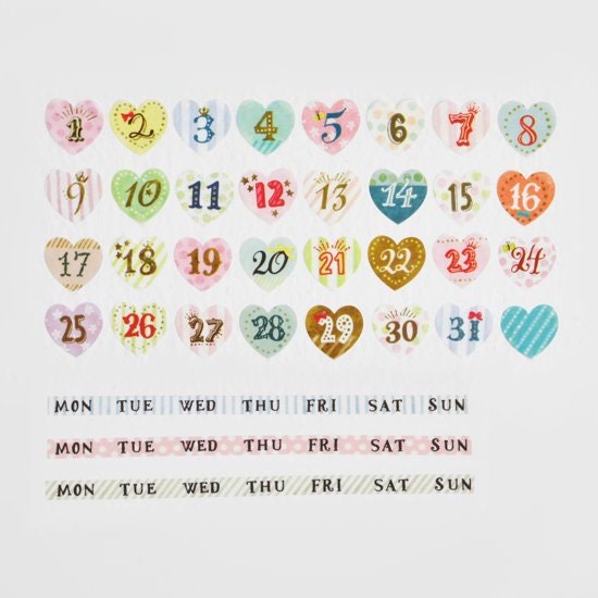 Washi Sticker Roll Series - Date Sticker & Week Wsahi Tape Sweet - Daily Kalo