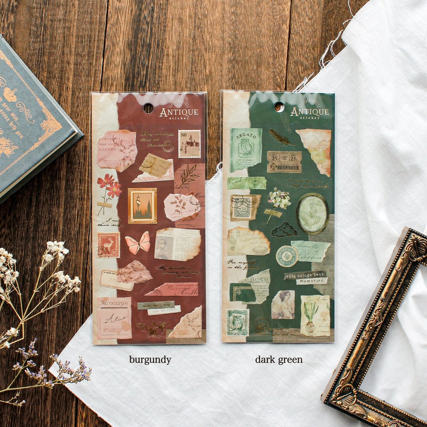 Antique Series Gold Foil Sticker - Green