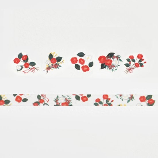 Washi Sticker Roll Series - Flower Meanings of Camellia "Praise"