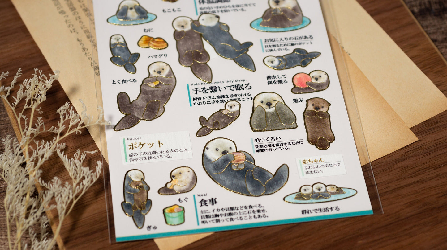 Visual Collection Gold Foil Sticker - Sea Otter