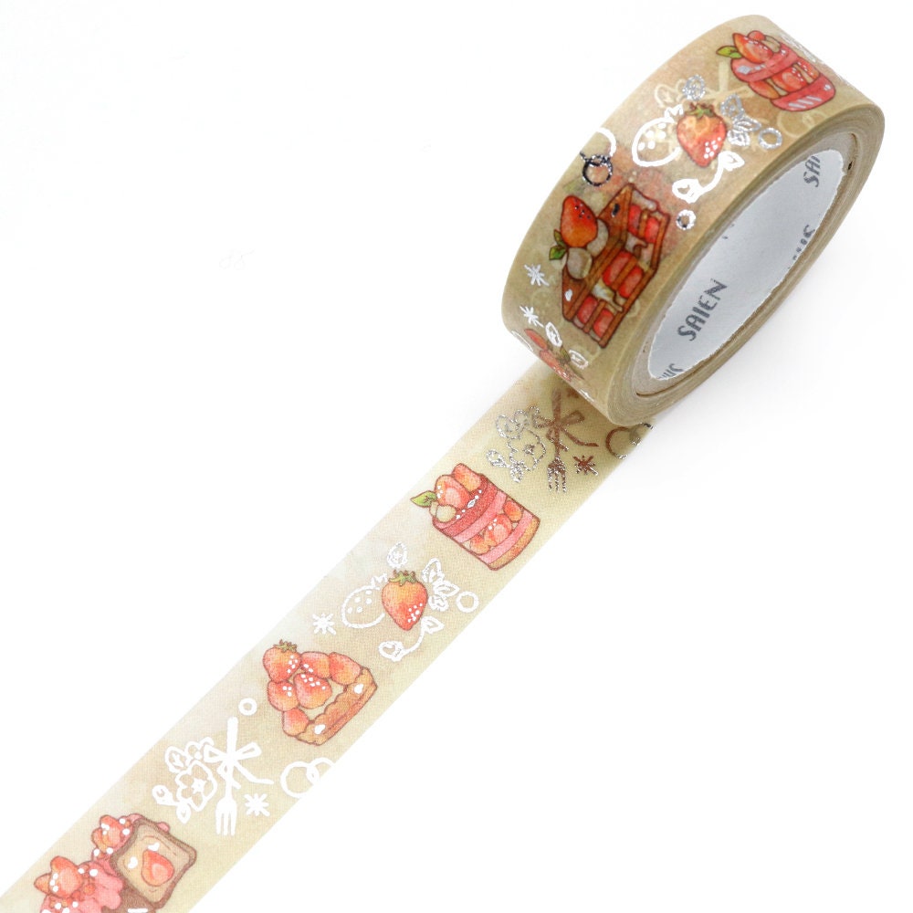 Saien Foil Series Silver Foil Washi Tape - Stawberry Sweet