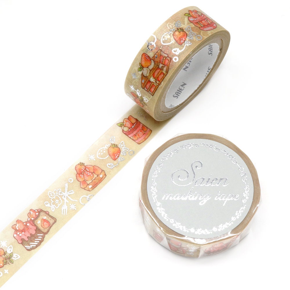 Saien Foil Series Silver Foil Washi Tape - Stawberry Sweet