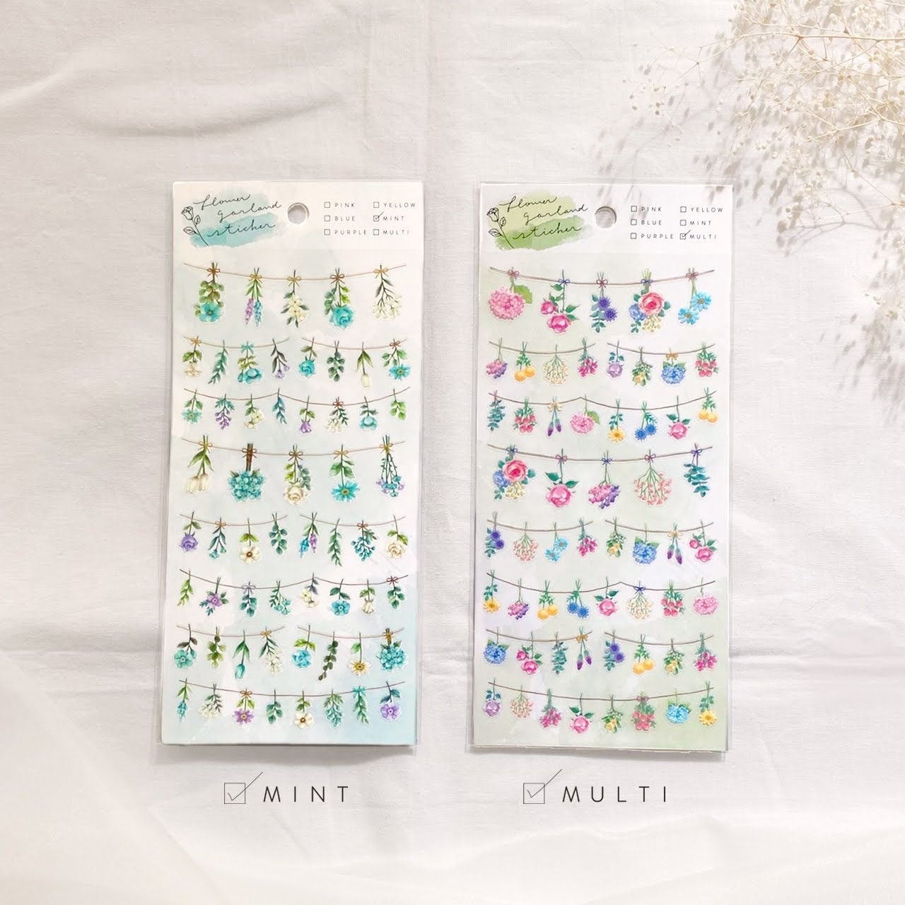 Flower Garland Series Sticker - Mint