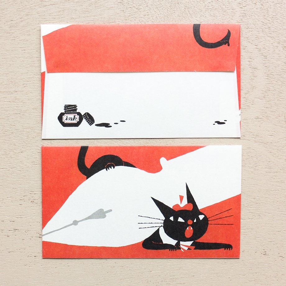 Letter Writing Set Series designed by Black Neko - Black Cat Robin A
