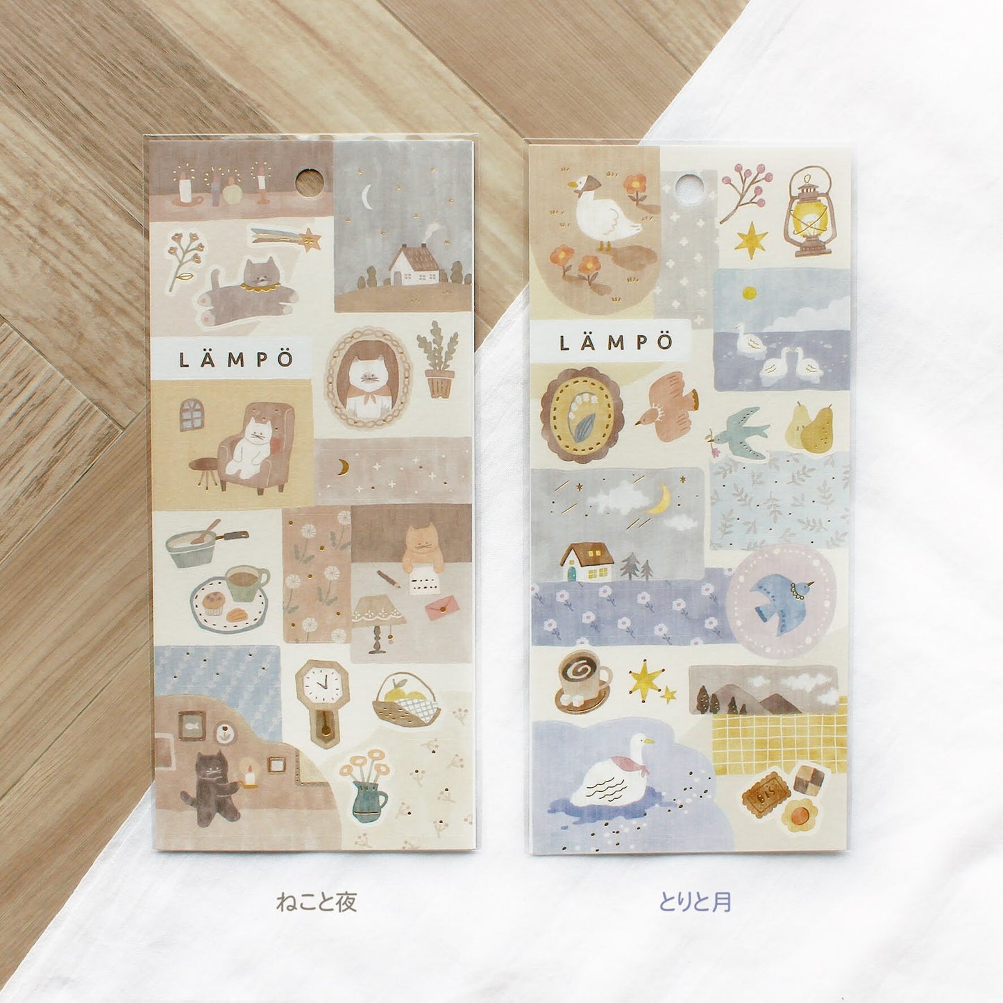 Lampo Series Gold Foil Sticker - Cat and Night