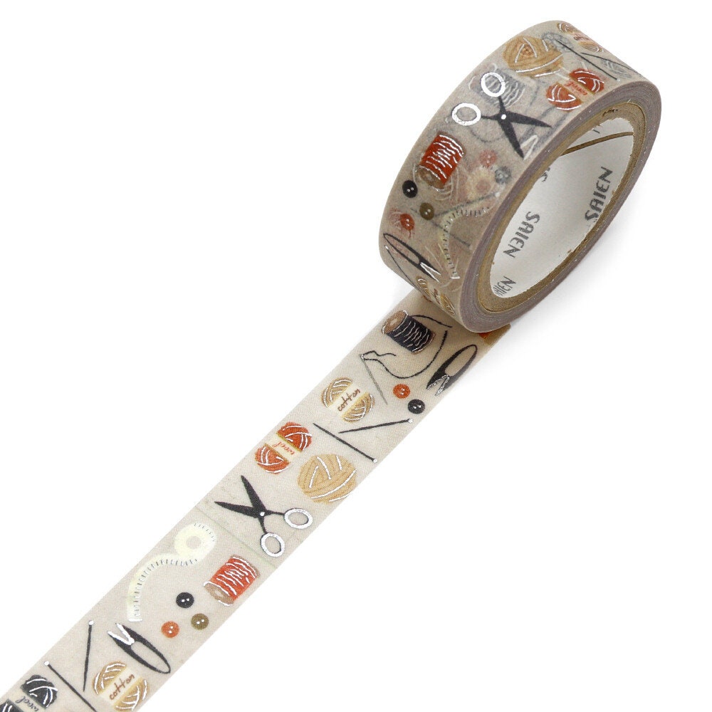 Saien Limited Autumn Series Foil Series Silver Foil Washi Tape - Sewing