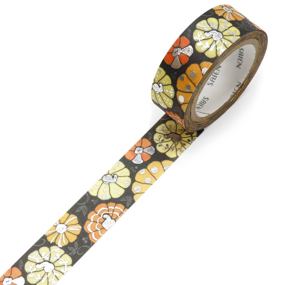 Saien Limited Autumn Series Foil Series Silver Foil Washi Tape - Pumpkin