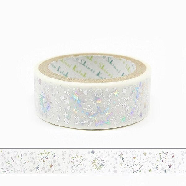 Starlight Series Silver & Rainbow Foil Washi Tape - Hoshi