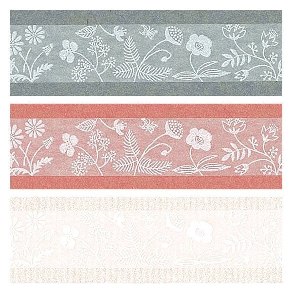 OBORO Series White Lace Washi Tape - Plant