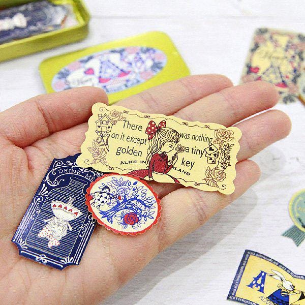 Alice's Adventures in Wonderland Series Sticker Sliding Lid Tin Box - Usagi Alice