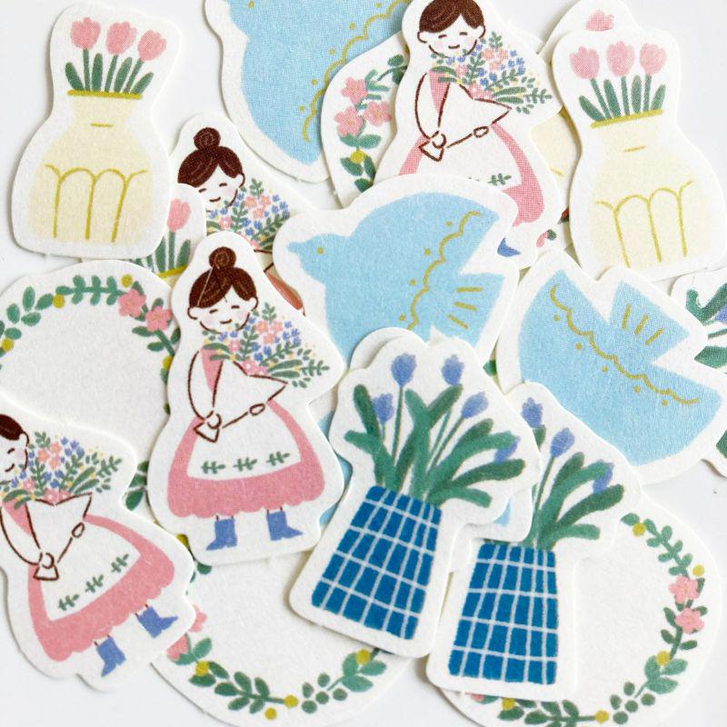 Japanese Washi Flake Sticker Bag Autumn Series - Blue Bird Garden