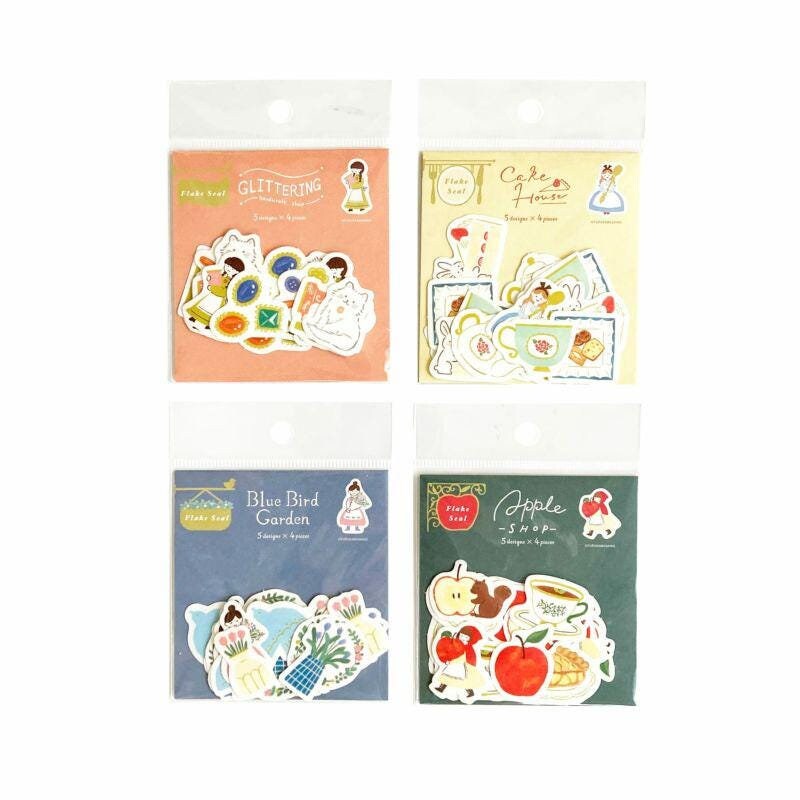 Japanese Washi Flake Sticker Bag Autumn Series - Blue Bird Garden