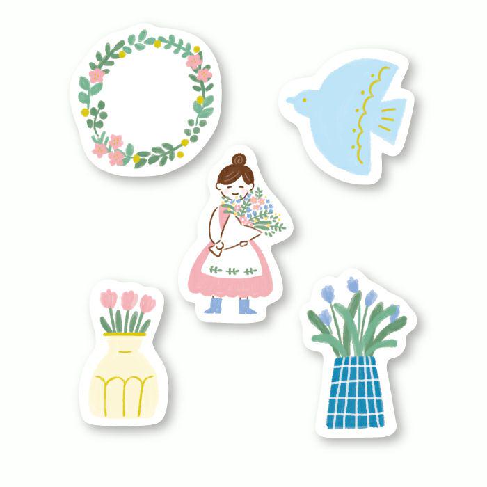 Japanese Washi Flake Sticker Bag Autumn Series - Blue Bird Garden