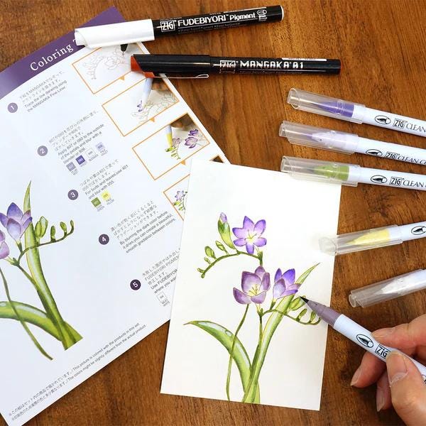 ZIG Watercolor Illustration Lesson - How to Paint Flower Gradation
