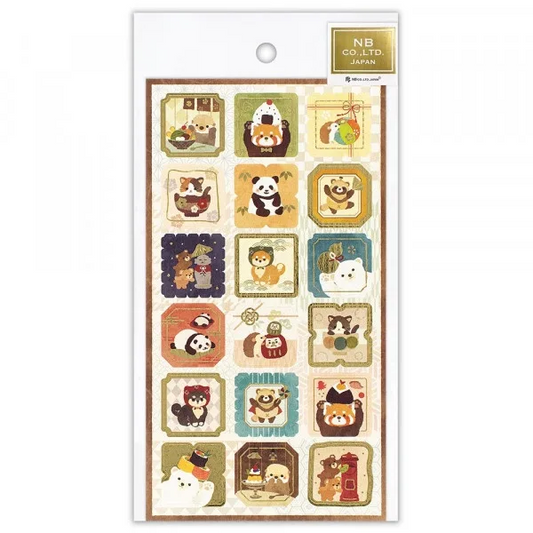 Japanese Style Gold Foil Series Sticker - Animals