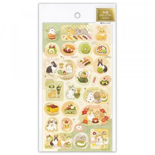 Japanese Style Gold Foil Series Sticker - Rabbits and Japanese Sweets