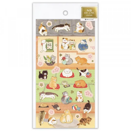 Japanese Style Gold Foil Series Sticker - Cats and Japanese - Style Room