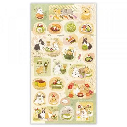 Japanese Style Gold Foil Series Sticker - Rabbits and Japanese Sweets