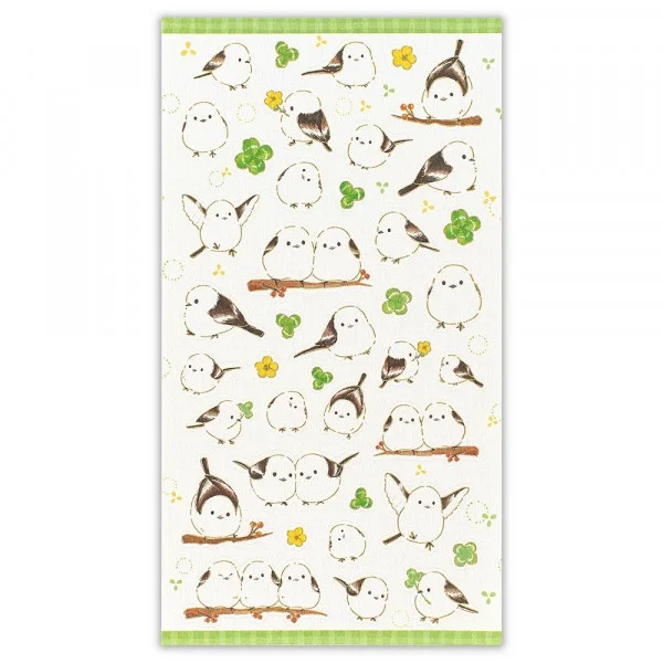 Japanese Style Gold Foil Series Sticker - Long - Tailed Tit and Clover