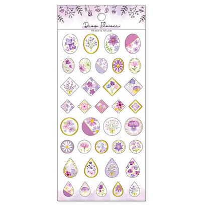 3D Drop Flower Gold Foil Sticker Series - Purple