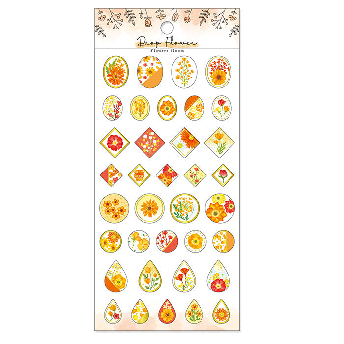 3D Drop Flower Gold Foil Sticker Series - Orange