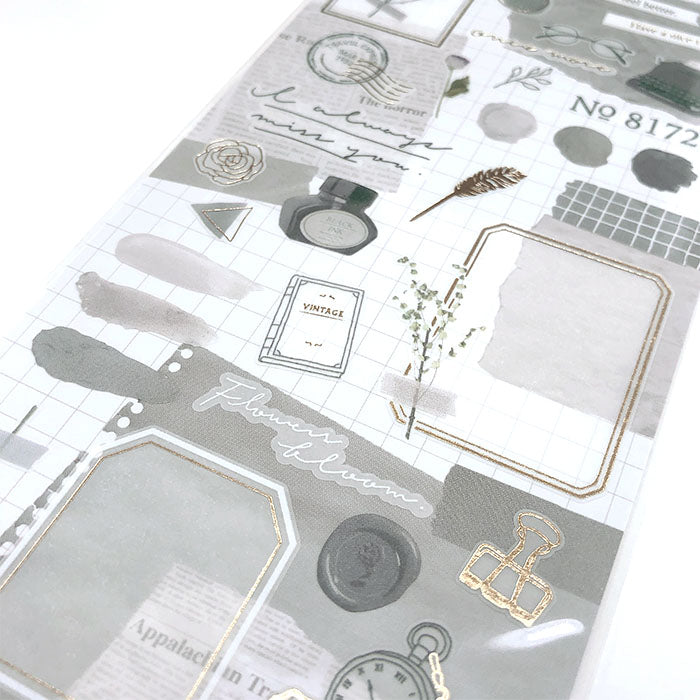 Libre Collage Gold Foil Sticker Series - Gray