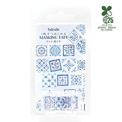 Washi Sticker Roll Series - Tile: Indigo & Flowers