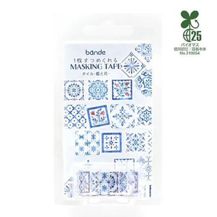 Washi Sticker Roll Series - Tile: Indigo & Flowers