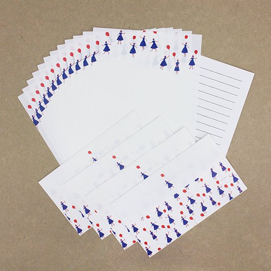Letter Writing Set Series designed by Nishi Shuku - balloon girl
