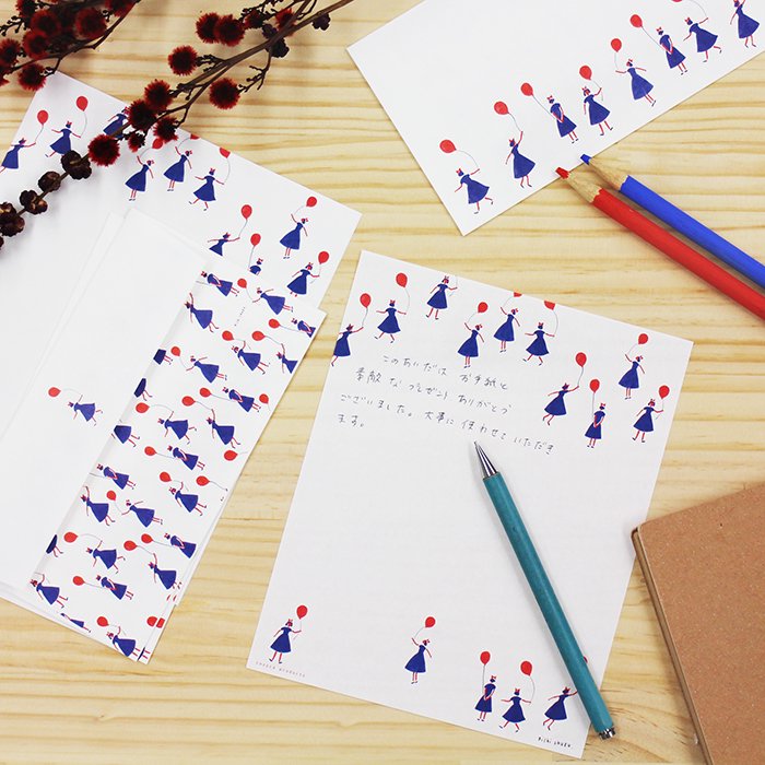 Letter Writing Set Series designed by Nishi Shuku - balloon girl