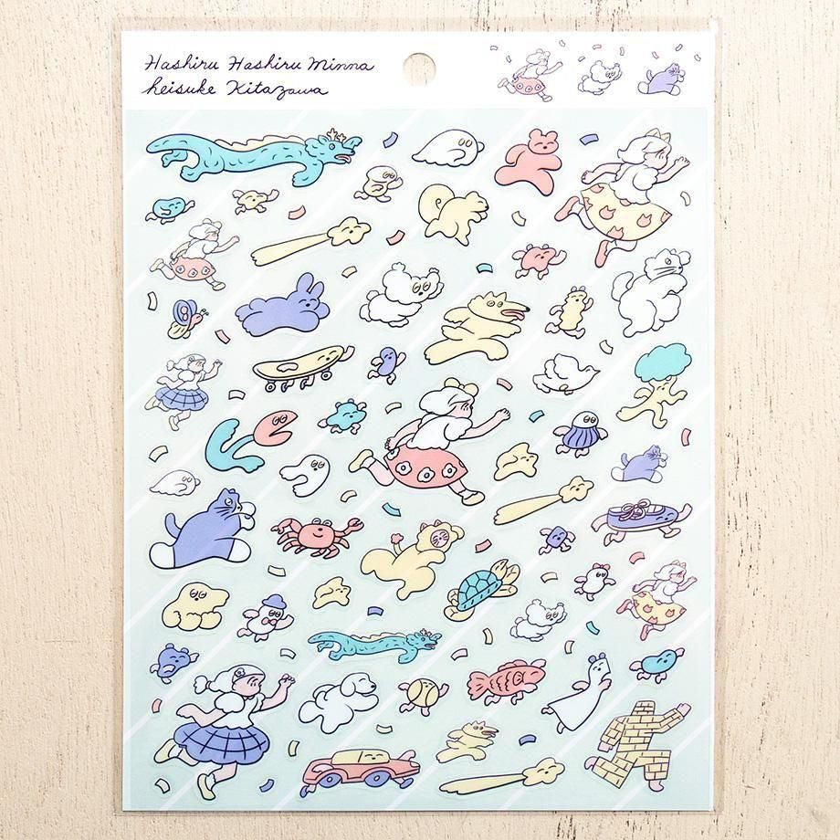 PET Sticker Series design by Heisuke Kitazawa - Run, Run Everyone!