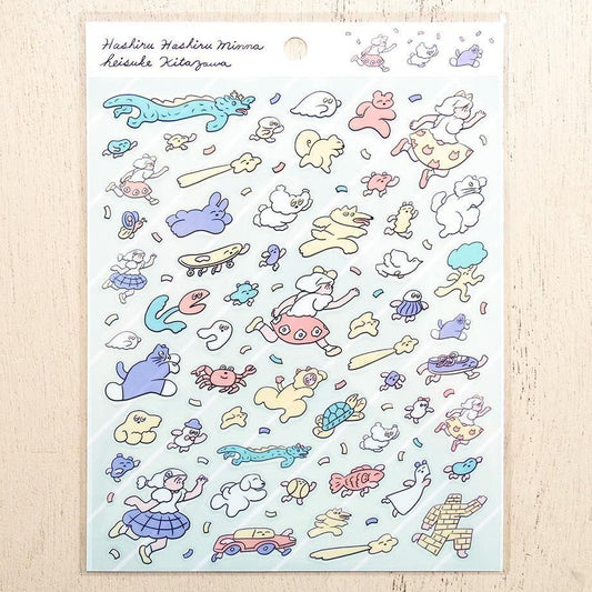 PET Sticker Series design by Heisuke Kitazawa - Run, Run Everyone!