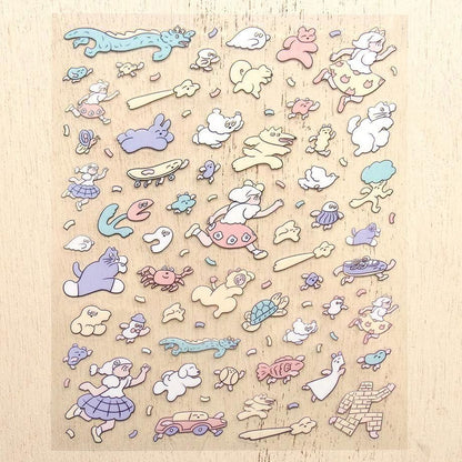 PET Sticker Series design by Heisuke Kitazawa - Run, Run Everyone!