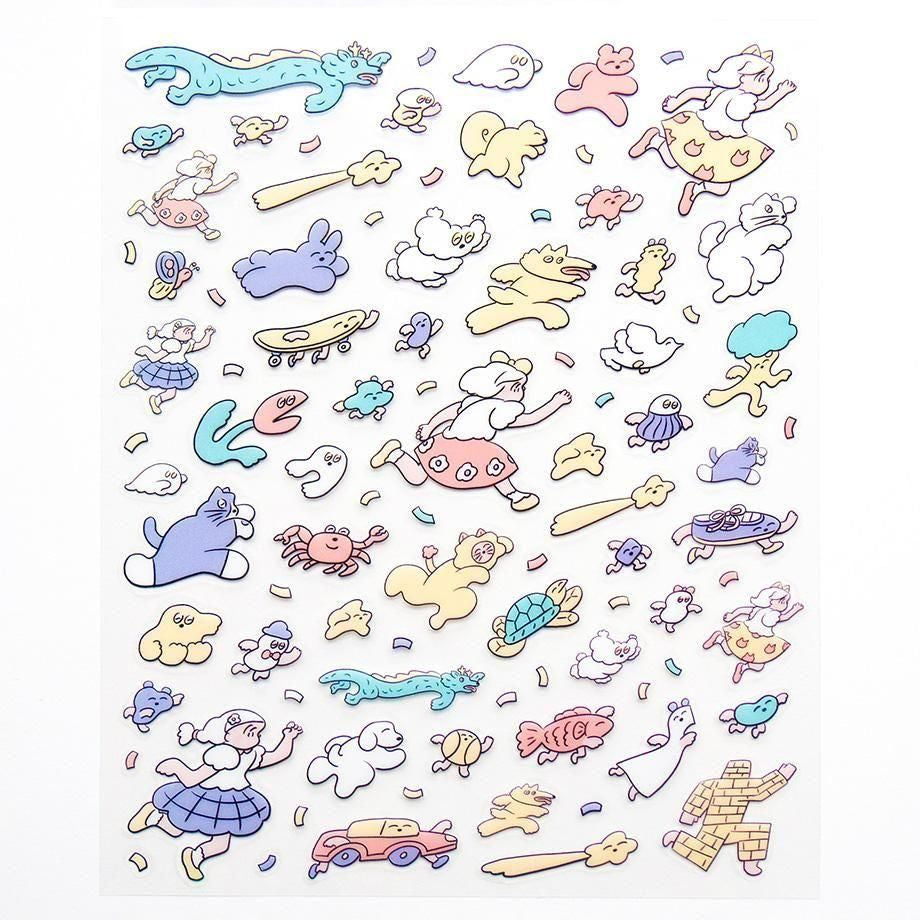 PET Sticker Series design by Heisuke Kitazawa - Run, Run Everyone!