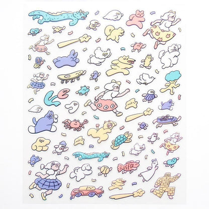 PET Sticker Series design by Heisuke Kitazawa - Run, Run Everyone!