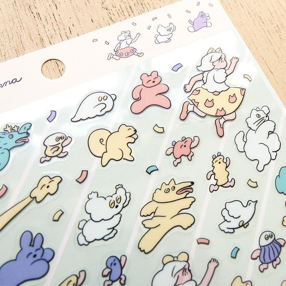 PET Sticker Series design by Heisuke Kitazawa - Run, Run Everyone!