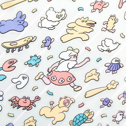 PET Sticker Series design by Heisuke Kitazawa - Run, Run Everyone!