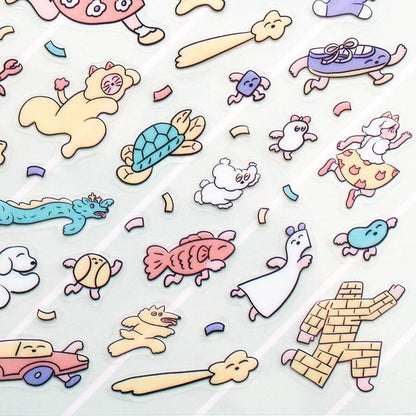 PET Sticker Series design by Heisuke Kitazawa - Run, Run Everyone!