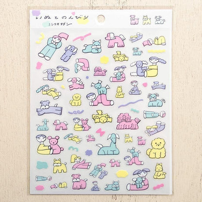 PET Sticker Series design by Tadashi Nishiwaki - Relaxing with the dog