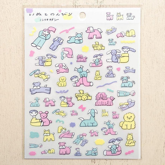 PET Sticker Series design by Tadashi Nishiwaki - Relaxing with the dog