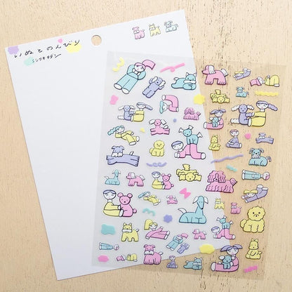PET Sticker Series design by Tadashi Nishiwaki - Relaxing with the dog