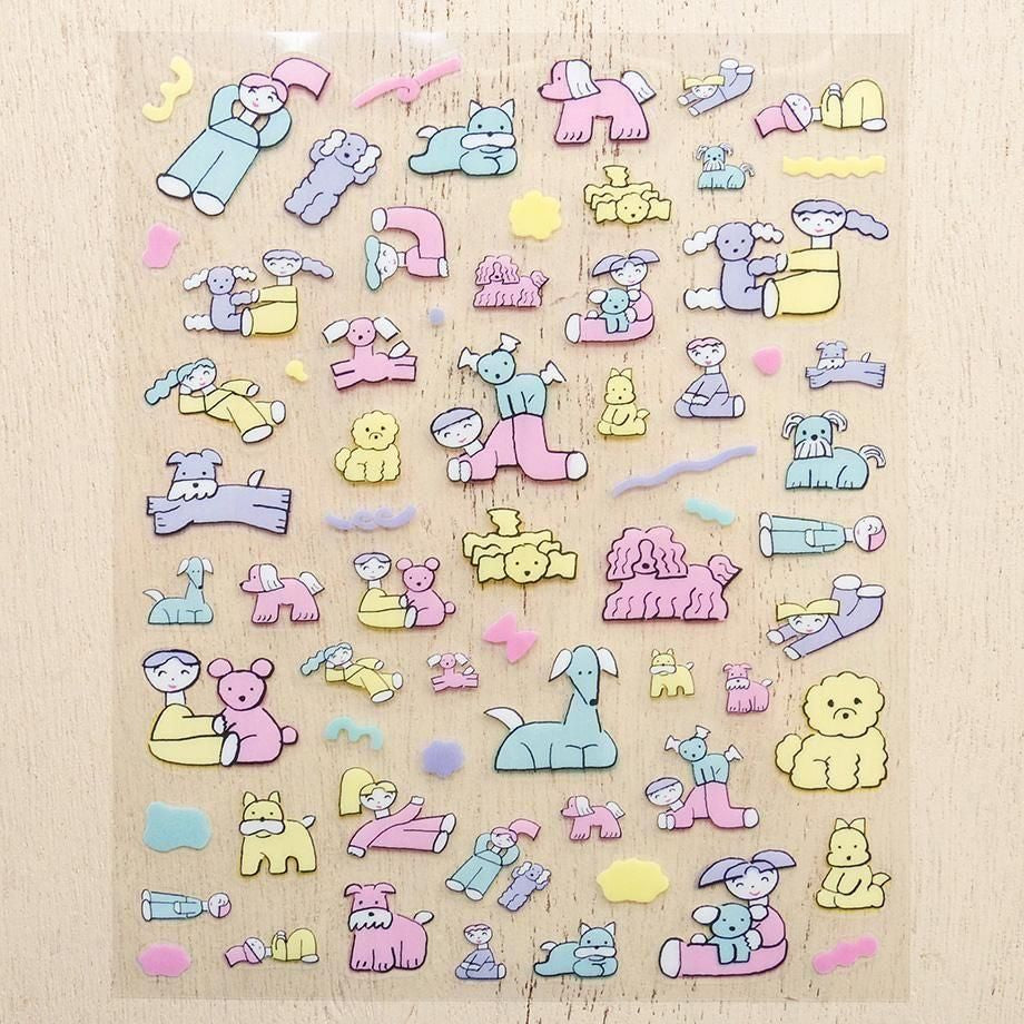 PET Sticker Series design by Tadashi Nishiwaki - Relaxing with the dog