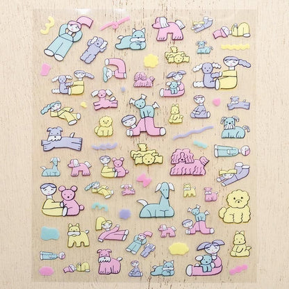 PET Sticker Series design by Tadashi Nishiwaki - Relaxing with the dog