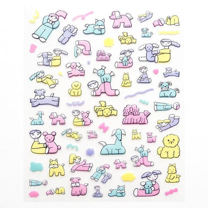 PET Sticker Series design by Tadashi Nishiwaki - Relaxing with the dog