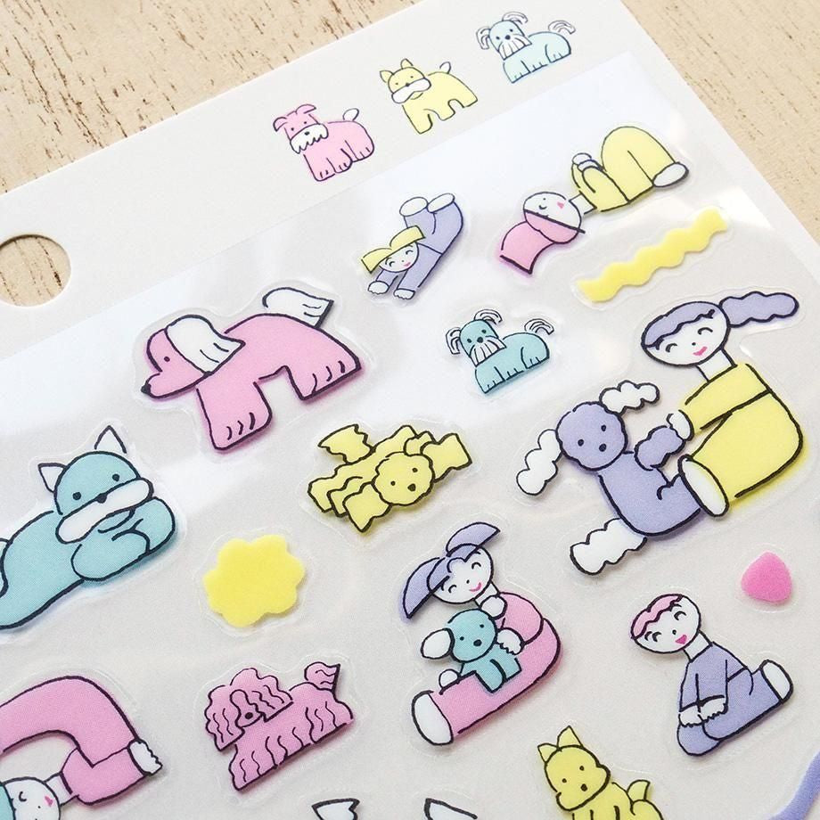 PET Sticker Series design by Tadashi Nishiwaki - Relaxing with the dog