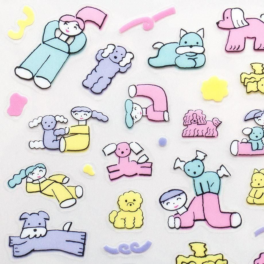 PET Sticker Series design by Tadashi Nishiwaki - Relaxing with the dog