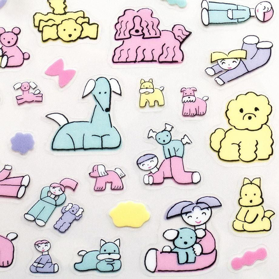 PET Sticker Series design by Tadashi Nishiwaki - Relaxing with the dog