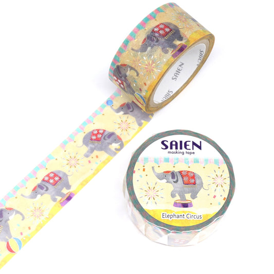 Saien Special Gold & Silver Foil Washi Tape Series - Elephant Circus